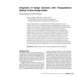 Integration of Design Geometry with “Computational Making” in Basic Design Studio