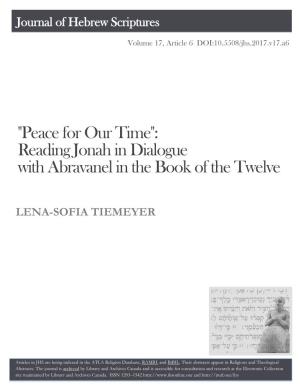Reading Jonah in Dialogue with Abravanel in the Book of the Twelve