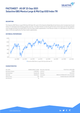 FACTSHEET - AS of 23-Sep-2021 Solactive GBS Mexico Large & Mid Cap USD Index TR