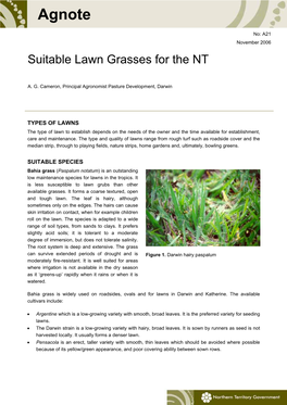 Suitable Lawn Grasses for the NT (DPIFM NT)