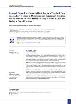 Prevalence and Distribution of Carabelli Cusp in Maxillary Molars