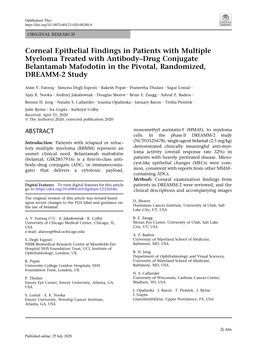 Corneal Epithelial Findings in Patients with Multiple Myeloma Treated with Antibody–Drug Conjugate Belantamab Mafodotin in the Pivotal, Randomized, DREAMM-2 Study