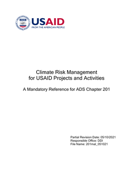 Climate Risk Management for USAID Projects and Activities