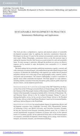 Sustainable Development in Practice: Sustainomics Methodology and Applications Mohan Munasinghe Frontmatter More Information