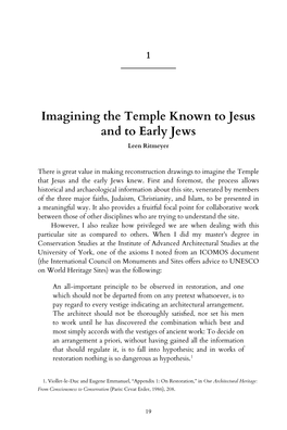 Imagining the Temple Known to Jesus and to Early Jews
