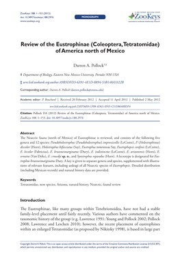 Coleoptera, Tetratomidae) of America North of Mexico 1 Doi: 10.3897/Zookeys.188.2976 Monograph Launched to Accelerate Biodiversity Research