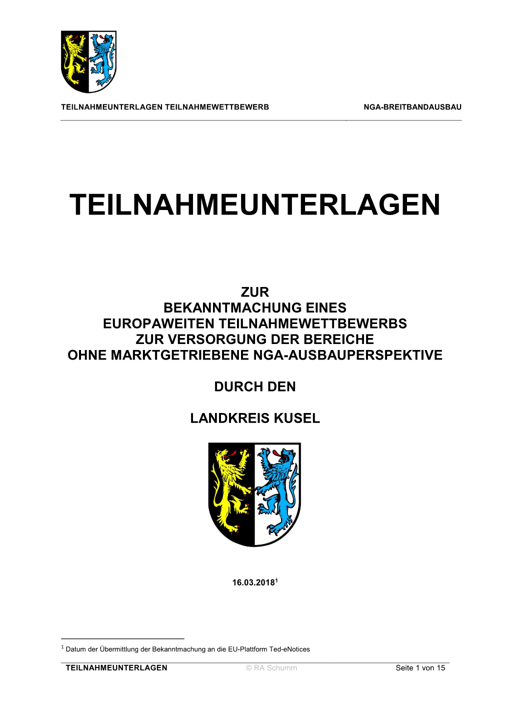 Teilnahmeunterlagen Teilnahmewettbewerb Nga-Breitbandausbau