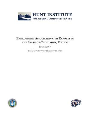 Employment Associated with Exports in the State of Chihuahua, Mexico