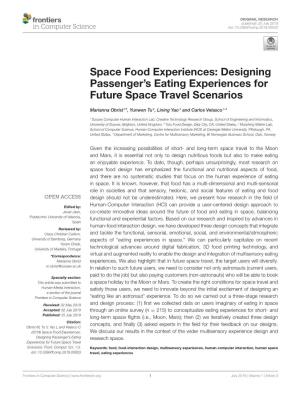 Designing Passenger's Eating Experiences for Future Space