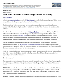 Executives on How the AOL-Time Warner Merger Went So Wrong