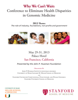 Conference to Eliminate Health Disparities in Genomic Medicine