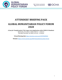 Attendees' Briefing Pack Global Humanitarian Policy