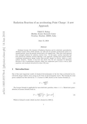 Radiation Reaction of an Accelerating Point Charge: a New Approach