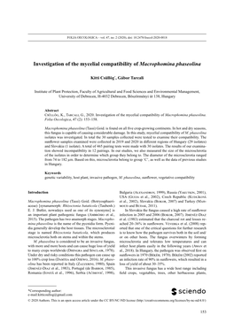 Investigation of the Mycelial Compatibility of Macrophomina Phaseolina