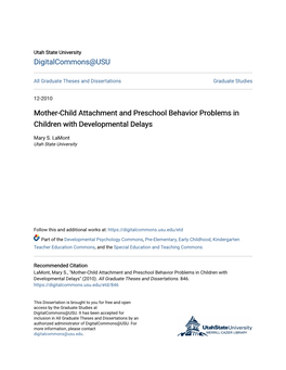 Mother-Child Attachment and Preschool Behavior Problems in Children with Developmental Delays