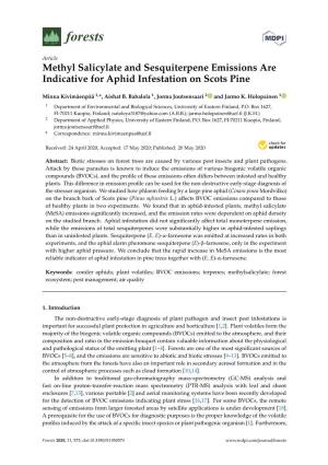 Methyl Salicylate and Sesquiterpene Emissions Are Indicative for Aphid Infestation on Scots Pine