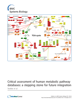 Critical Assessment of Human Metabolic Pathway Databases: a Stepping Stone for Future Integration Stobbe Et Al