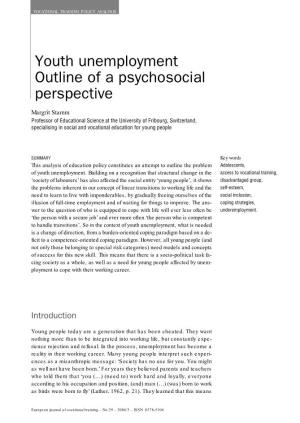 Youth Unemployment Outline of a Psychosocial Perspective