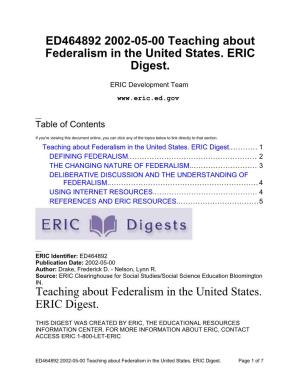 Teaching About Federalism in the United States