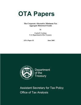OTA Paper 93: the Corporate Alternative Minimum Tax