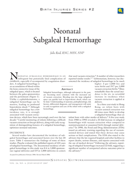 Neonatal Subgaleal Hemorrhage