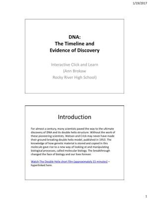 DNA: the Timeline and Evidence of Discovery