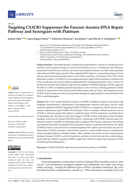 Targeting CX3CR1 Suppresses the Fanconi Anemia DNA Repair Pathway and Synergizes with Platinum
