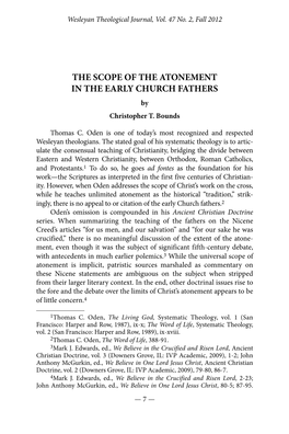 THE SCOPE of the ATONEMENT in the EARLY CHURCH FATHERS by Christopher T