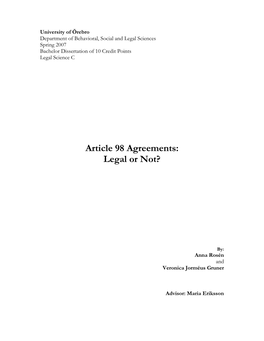 Article 98 Agreements: Legal Or Not?