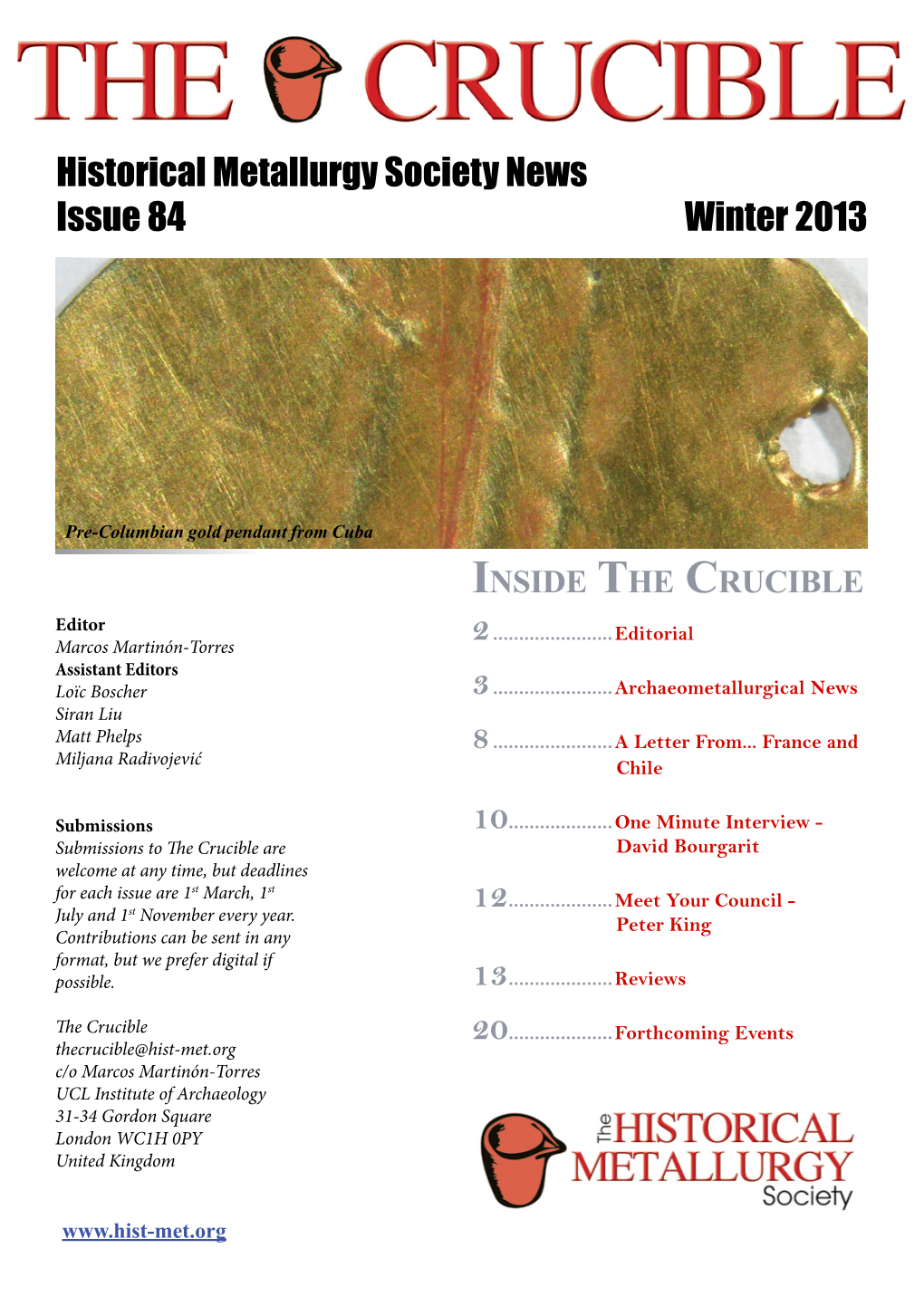 Historical Metallurgy Society News Issue 84 Winter 2013
