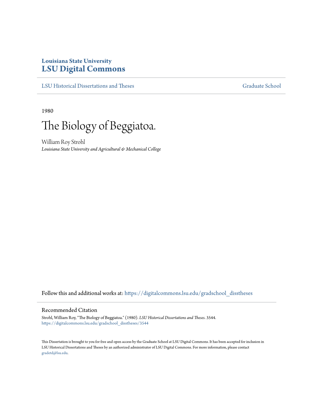 The Biology of Beggiatoa