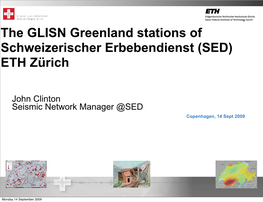 The GLISN Greenland Stations of Schweizerischer Erbebendienst (SED) ETH Zürich