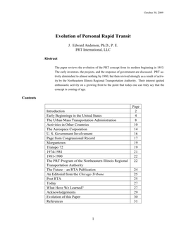 Evolution of Personal Rapid Transit