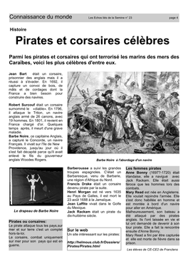 Pirates Et Corsaires Célèbres