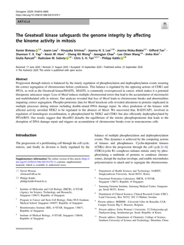 The Greatwall Kinase Safeguards the Genome Integrity by Affecting the Kinome Activity in Mitosis