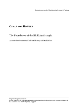 The Foundation of the Bhikkhunīsamgha