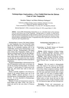 Neolamprologus Longicaudatus, a New Cichlid Fish from the Zairean Coast of Lake Tanganyika