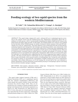 Feeding Ecology of Two Squid Species from the Western Mediterranean