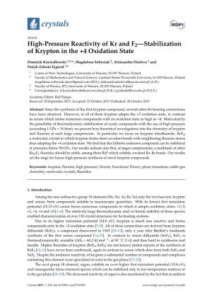 High-Pressure Reactivity of Kr and F2—Stabilization of Krypton in the +4 Oxidation State