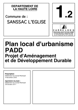 Plan Local D'urbanisme PADD Projet D'aménagement Et De Développement Durable