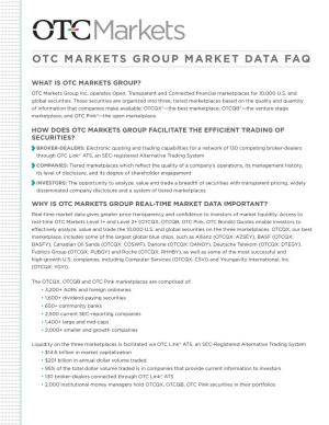Otc Markets Group Market Data Faq
