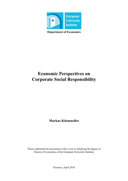 Economic Perspectives on Corporate Social Responsibility