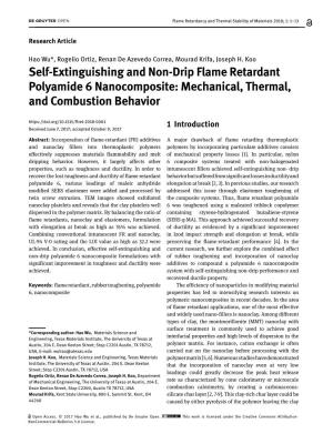 Self-Extinguishing and Non-Drip Flame Retardant