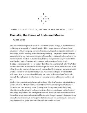 Castalia, the Game of Ends and Means | 2016