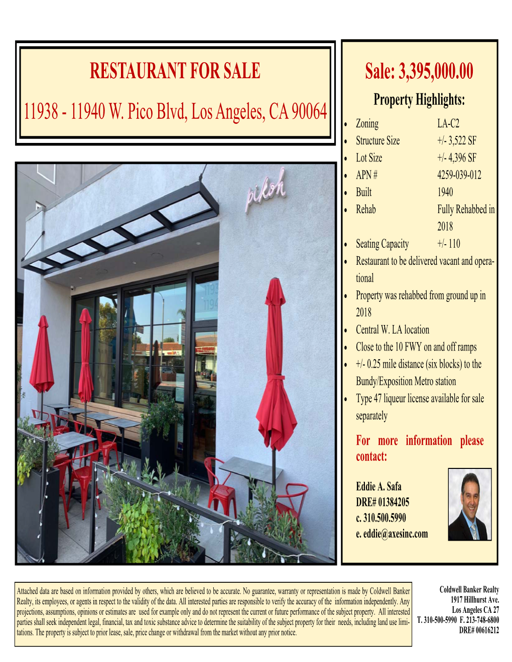 Sale: 3,395,000.00 RESTAURANT for SALE 11938