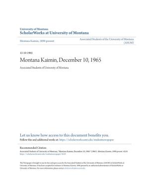 Montana Kaimin, December 10, 1965 Associated Students of University of Montana