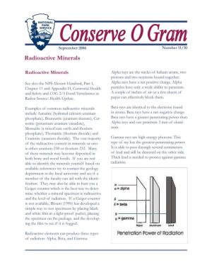Conserve O Gram Volume 11 Issue 10: Radioactive Minerals