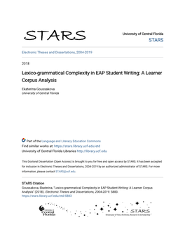 Lexico-Grammatical Complexity in EAP Student Writing: a Learner Corpus Analysis