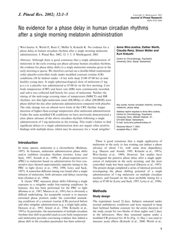 No Evidence for a Phase Delay in Human Circadian Rhythms After a Single Morning Melatonin Administration