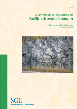 Beskrivning Till Bergkvalitetskartan Partille Och Lerums Kommuner